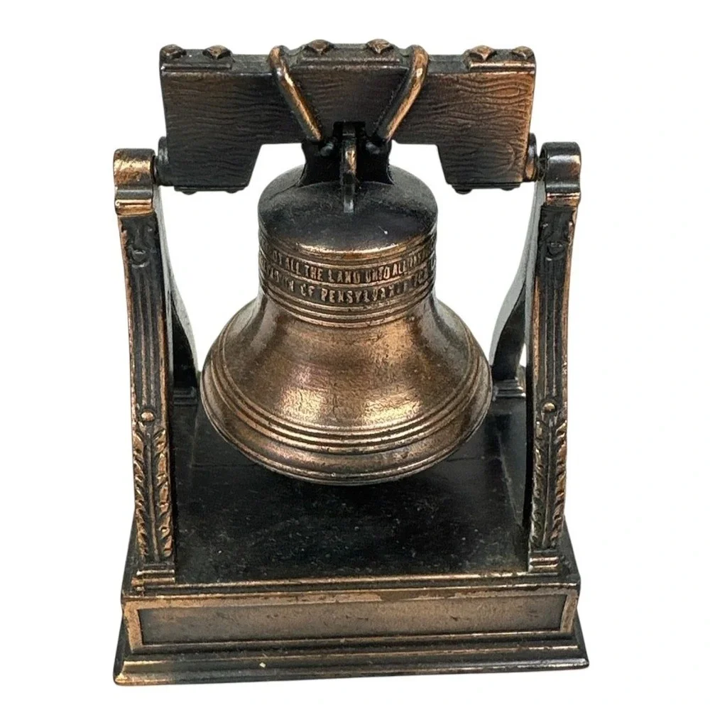 Antique Liberty Bell Bronze Metal Diecast Pencil Sharpener • Play Me #968